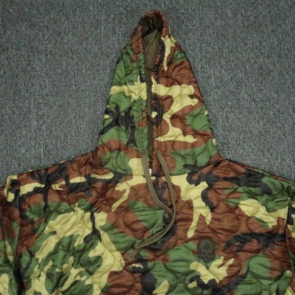 Zero Foxtrot Jacket Mens XXL Green Brown Woodland Camo Pullover Pockets Quilted - Picture 2 of 8